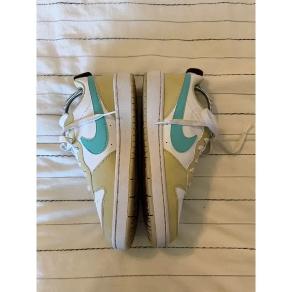 Nike Court Borough Low Recraft Sneakers White Tan Teal- size 7Y (8.5 Women’s )
